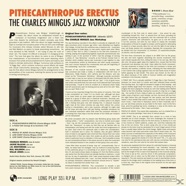 Charles Mingus album borítója, szöveggel és a zenész képével.