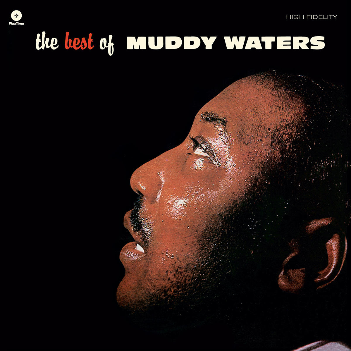 Muddy Waters album borítója. Muddy Waters arcának profilja. Cím: The Best of Muddy Waters.