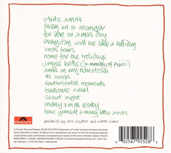 CD hátlap karácsonyi dalok szövegével, zöld betűkkel.