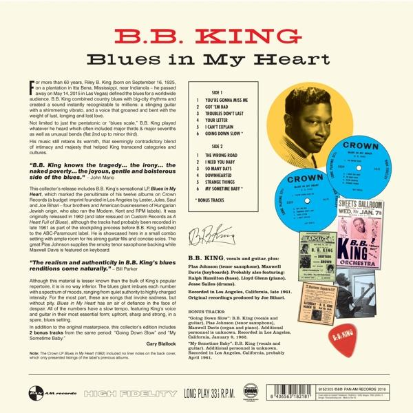 B.B. King 'Blues in My Heart' című albumának borítója. King fotóját és a számok listáját tartalmazza.