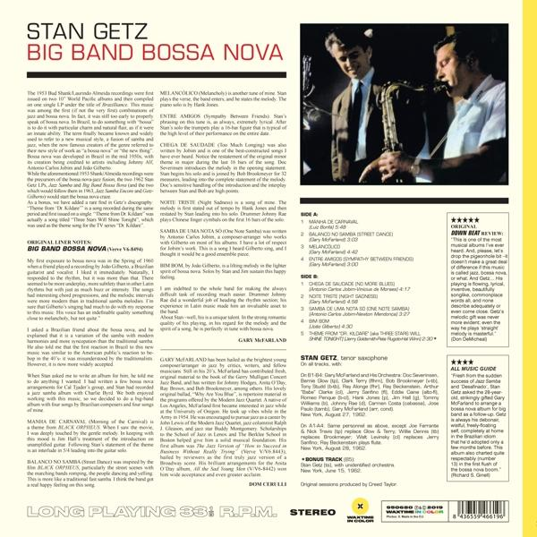 Stan Getz Big Band Bossa Nova album borítója szöveggel és képekkel.