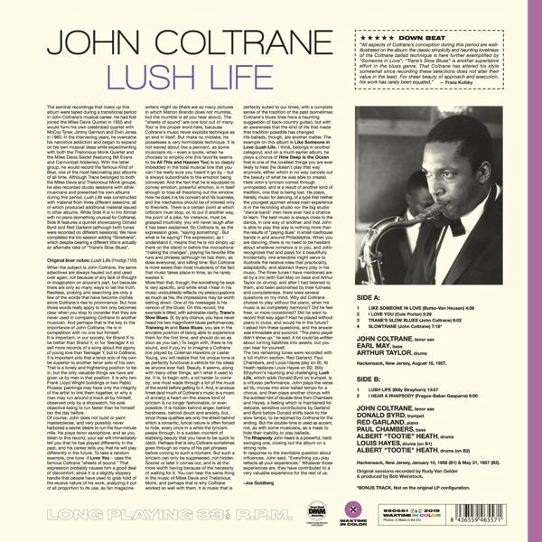 Lush Life album borítója. John Coltrane fekete-fehér fotóját mutatja.