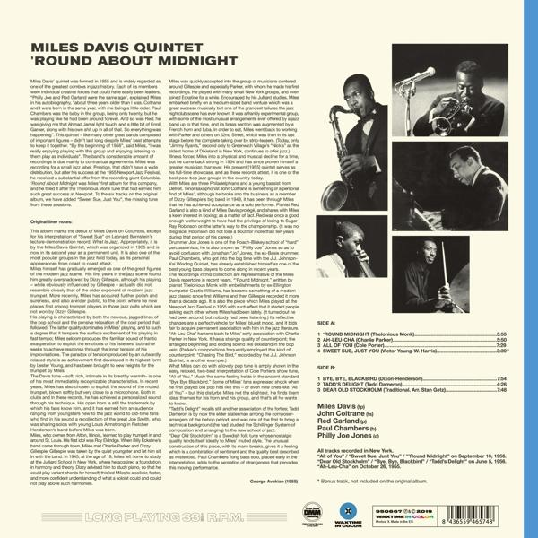 Album borítója Miles Davis-szel, szöveggel és fotókkal.