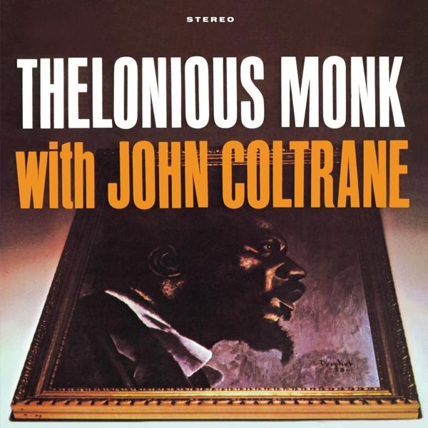 Album borító. Thelonious Monk John Coltrane-nel. Portré keretben. Szöveg: Thelonious Monk.