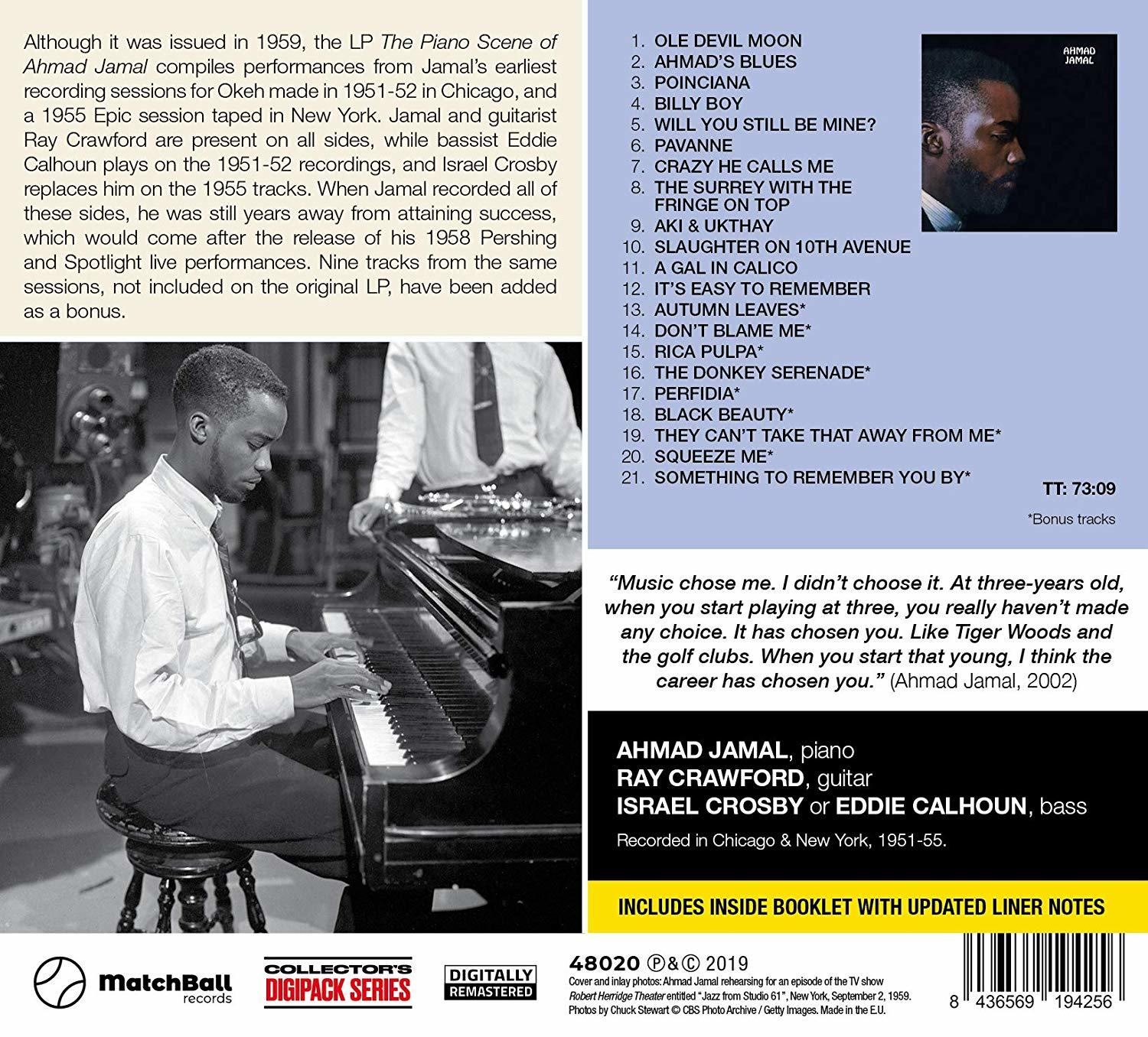 Ahmad Jamal album borítója. Egy férfi a zongoránál.