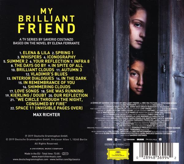 A 'My Brilliant Friend' TV-sorozat borítója egy lány arcával és a címmel.