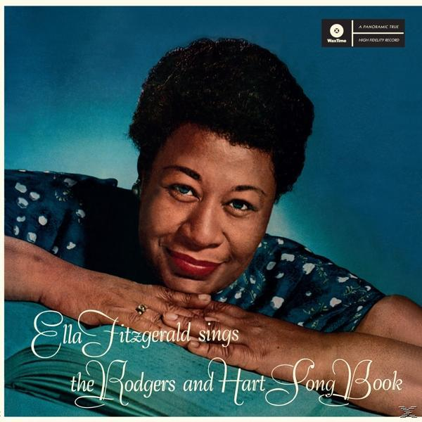 Ella Fitzgerald album borítója. Egy portrét és a 'The Rodgers and Hart Song Book' szöveget tartalmazza.