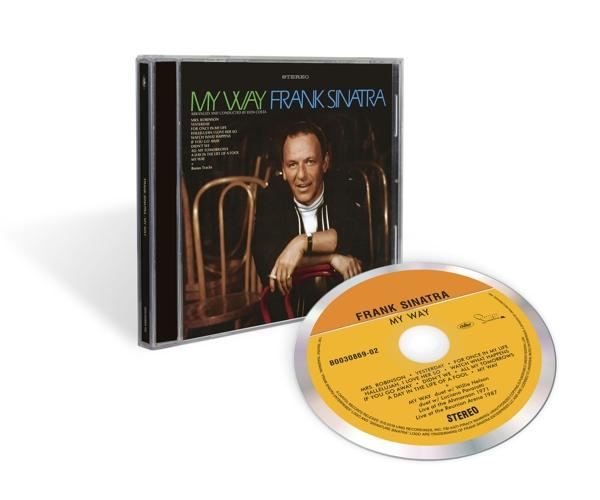 CD van Frank Sinatra's 'My Way'-album in een hoesje, met een CD ernaast.