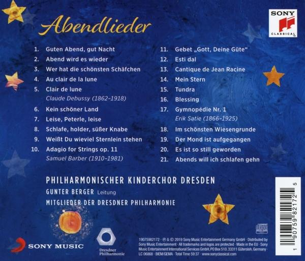 Rückseite eines CD-Covers mit einer Liste von Liedern auf Deutsch, dem Namen des Chors und dem Label-Logo.