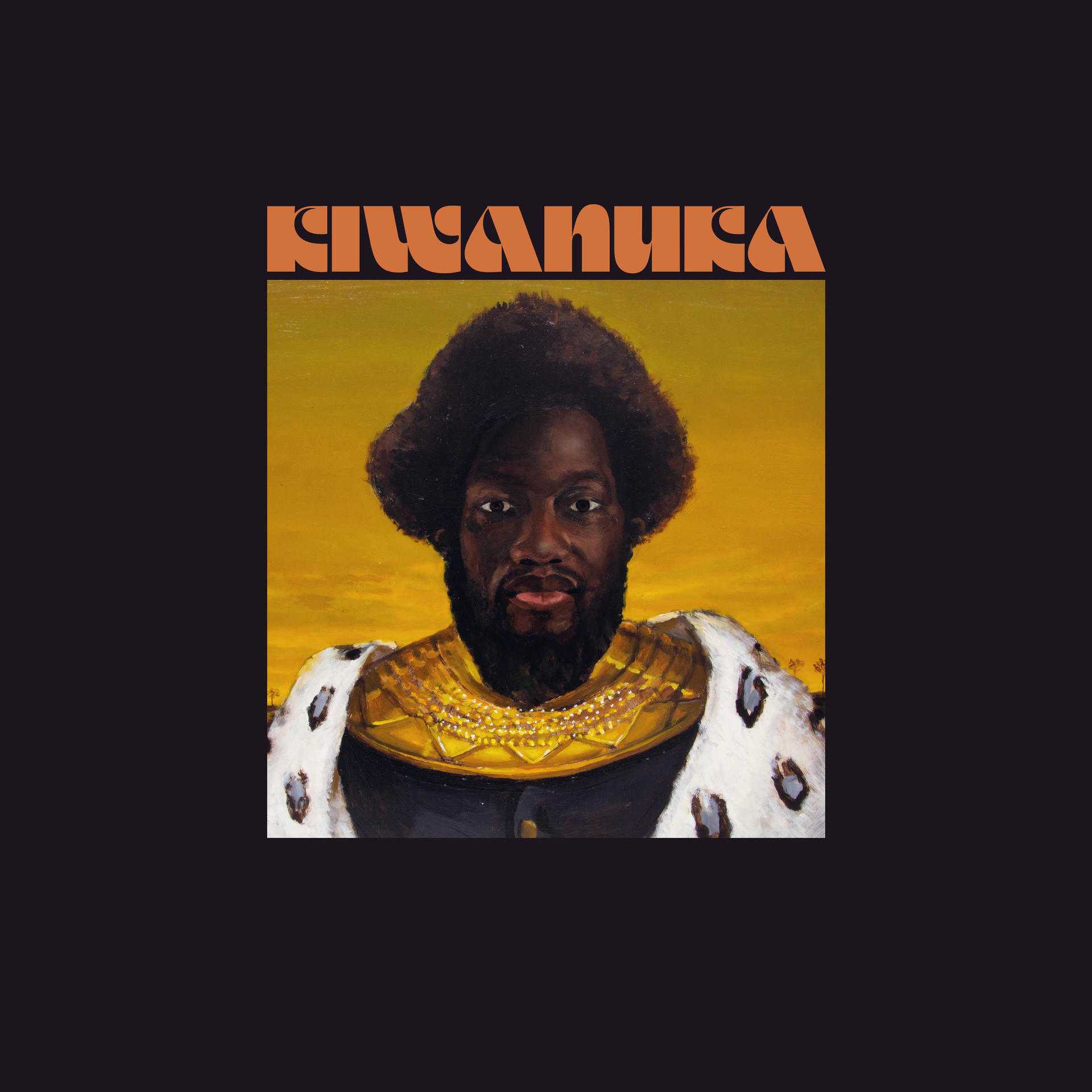 Album borítója egy szakállas, afro frizurás férfi portréjával, a 'Kiwanga' címmel, sárga háttér előtt.