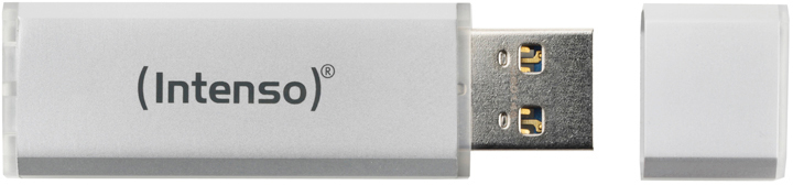 Ein weißer USB-Stick mit dem Intenso-Logo.