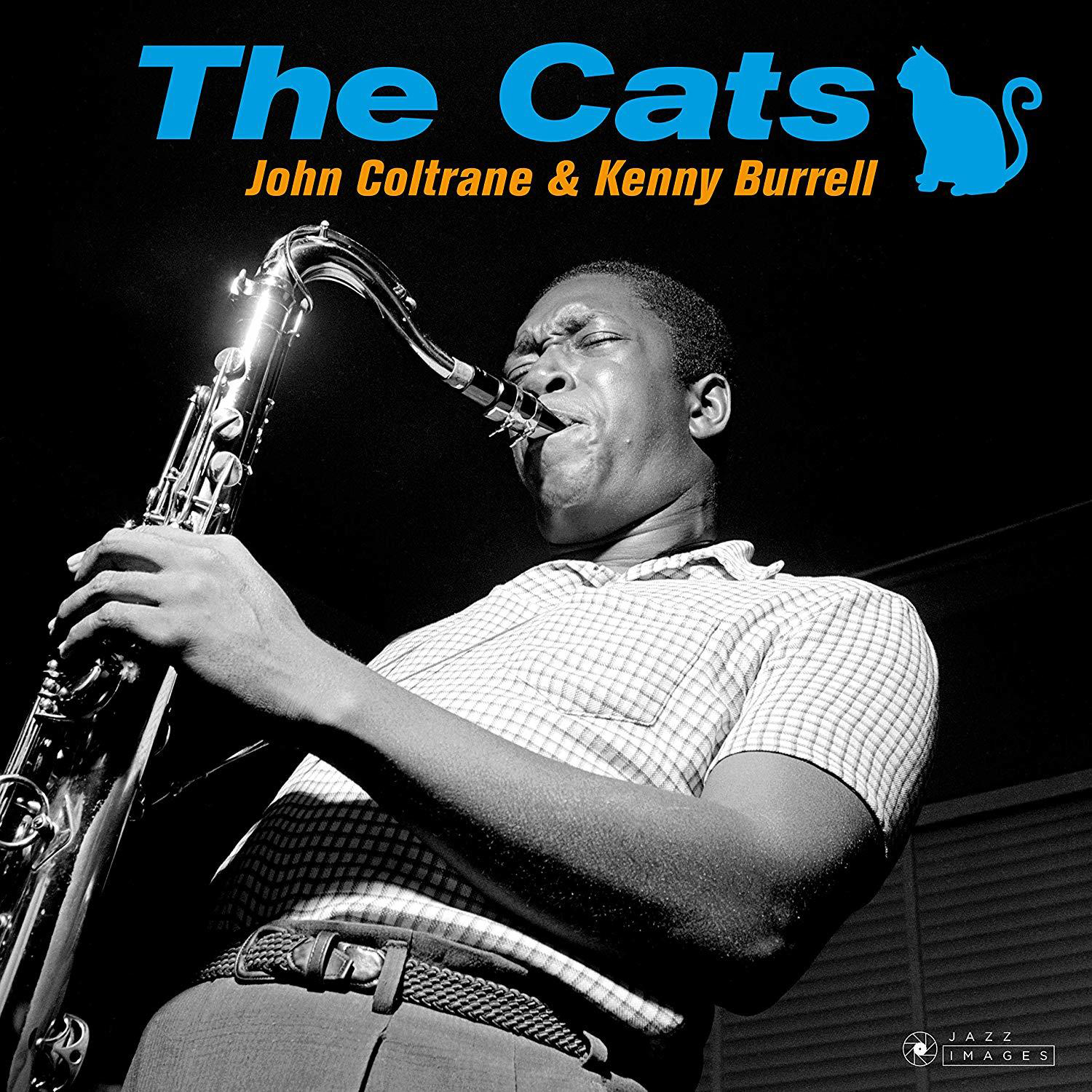 Albumcover: Mann spielt Saxophon. Text: 'The Cats', 'John Coltrane & Kenny Burrell'.