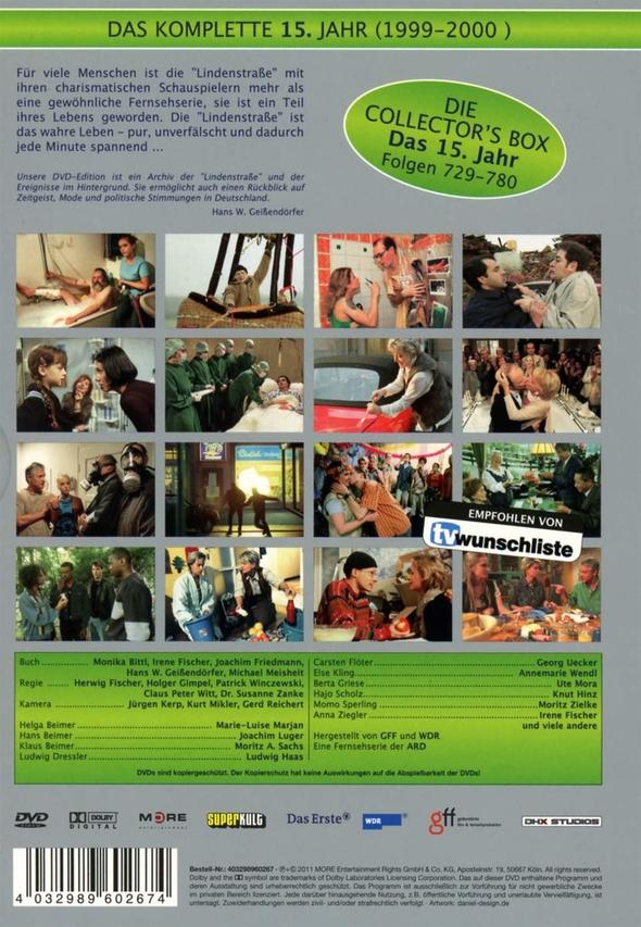 DVD-Box-Set. Es ist das 15. Jahr von "Die Lindenstraße" (1999-2000). Bilder von Szenen sind auf dem Cover.