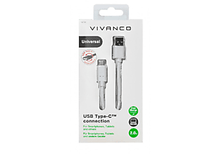 Cable USB - Vivanco DCVVUSBC20A20W, USB a USB-C, Blanco