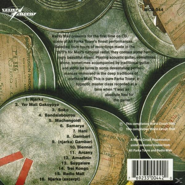CD-borító szöveggel Ali Farka Toure zenéjéről CD-n.