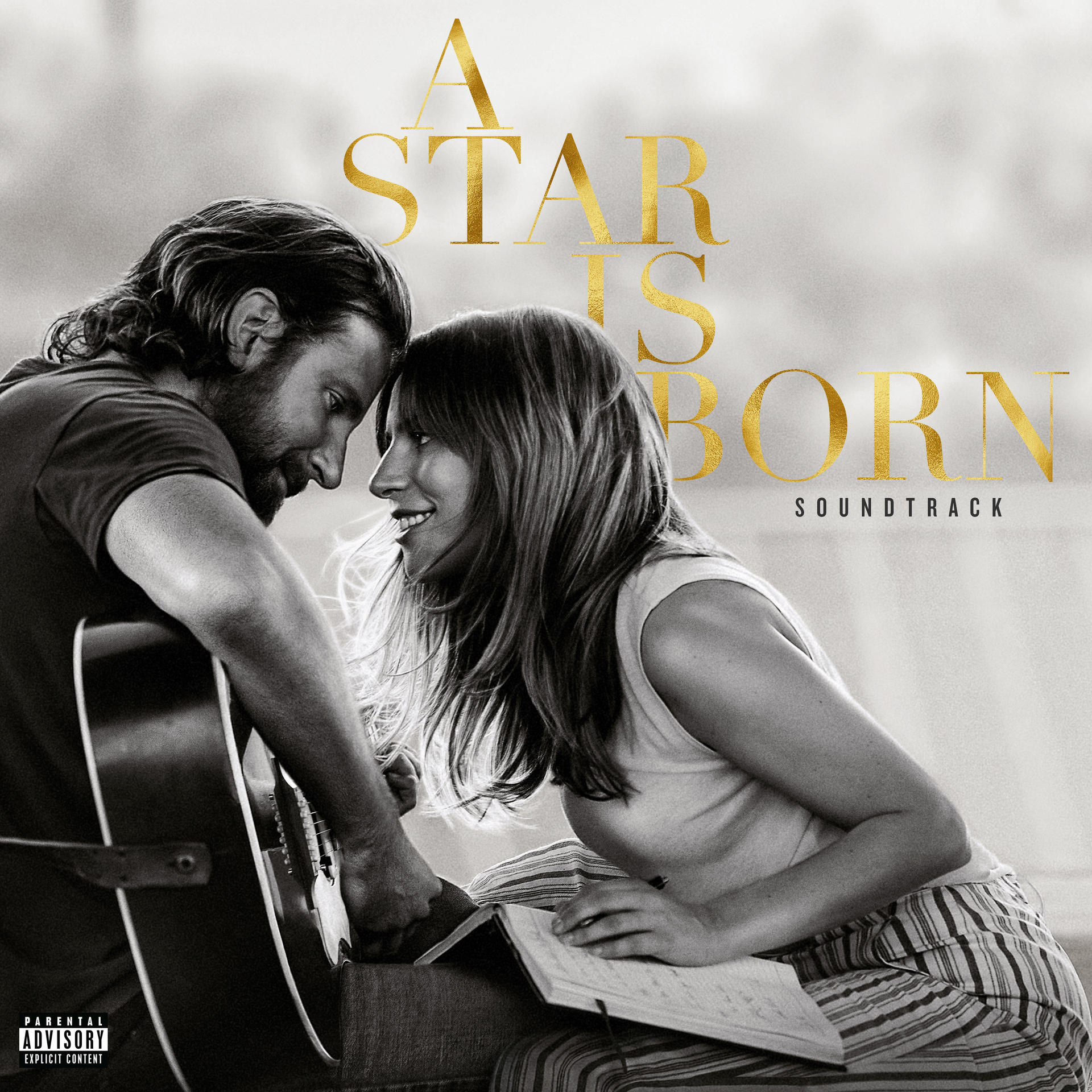 Album borító, egy pár egymással szemben. A férfi gitárt tart. Arany szöveg, 'A Star Is Born'.