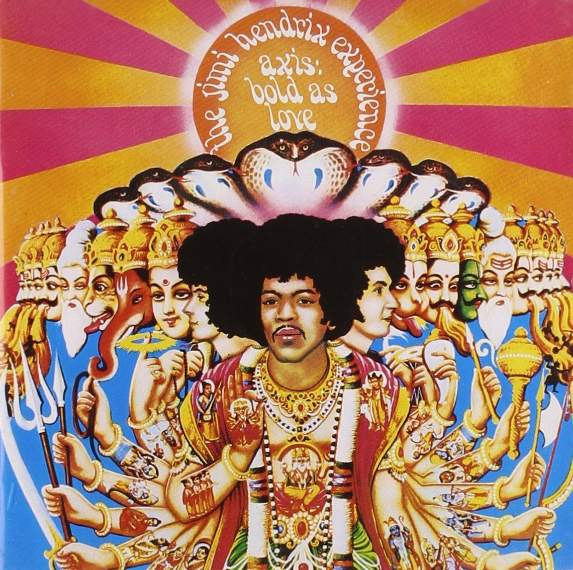 Albumcover: Jimi Hendrix, umgeben von mehrarmigen Figuren, mit Titeltext.