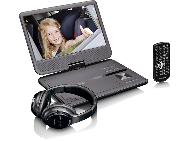 LENCO Draagbare DVD-speler + Draadloze hoofdtelefoon  (DVP-1017BK)