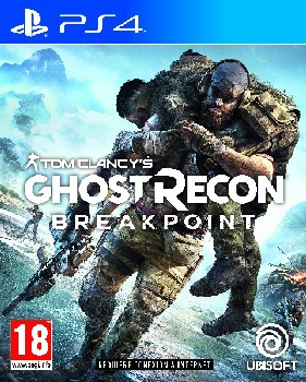 Portada del juego Tom Clancy's Ghost Recon Breakpoint. Dos soldados, uno cargando a otro, en un bosque.