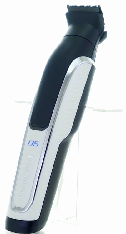 Black and silver beard trimmer on display.