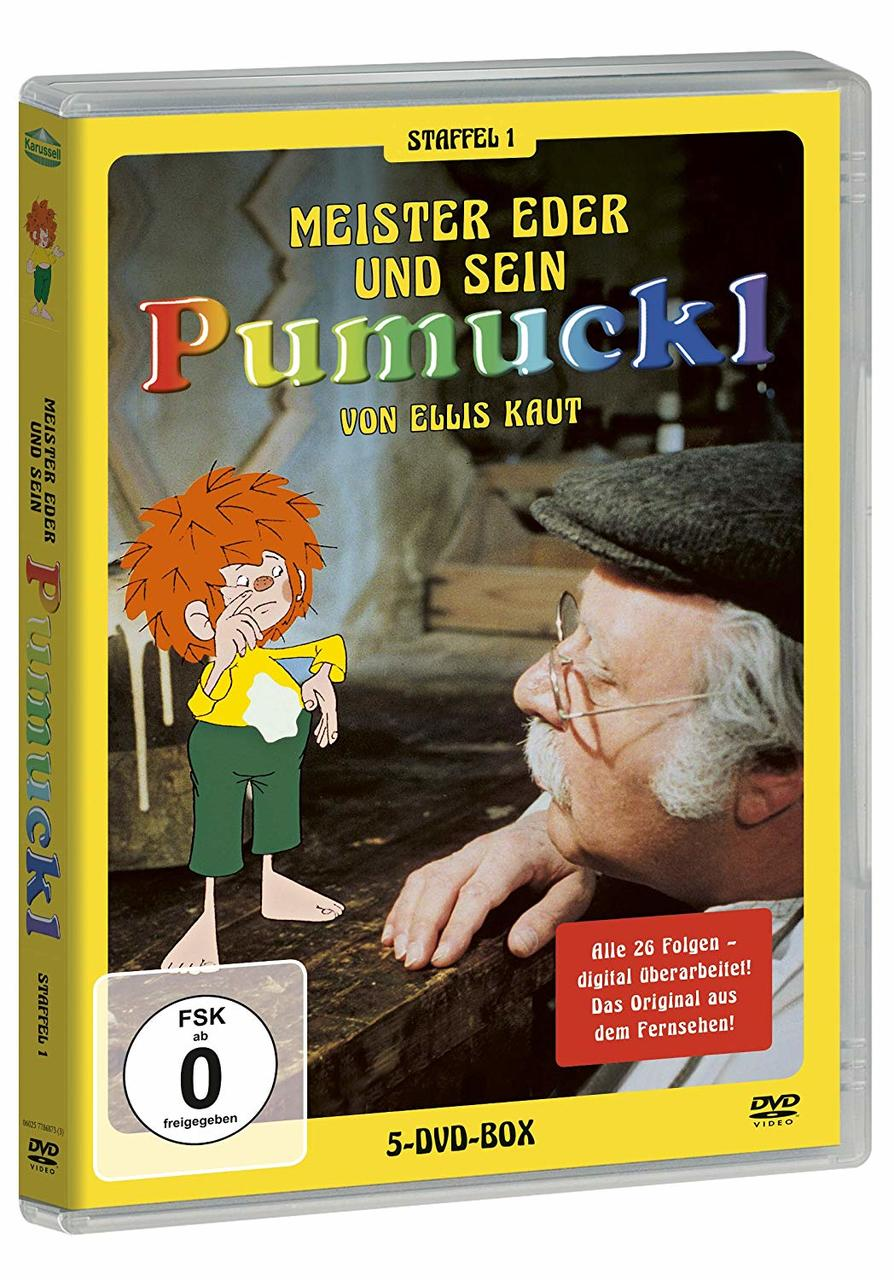 DVD-Box-Set von 'Meister Eder und sein Pumuckl' mit Zeichentrickfigur und Mann.