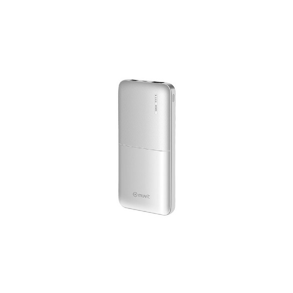 Powerbank - Muvit MUCHP0152, 10000 mAh, 2 USB, Micro USB, Indicador LED, Blanco