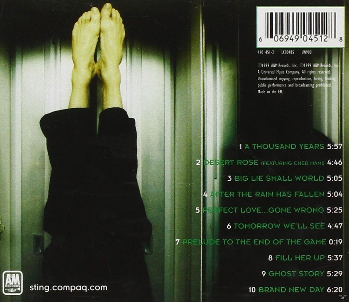 CD-Cover von Stings Album, mit kopfüber Person und Trackliste.