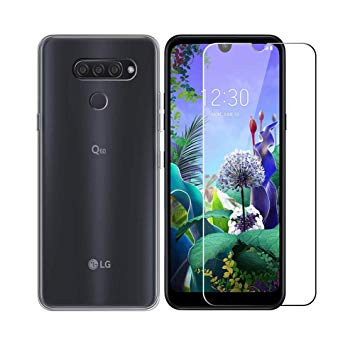 Funda + Protector - Muvit MUPAK0438, Para LG Q60, Cristal templado, Transparente