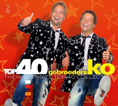Deux hommes en vestes à motifs d'étoiles lèvent le pouce. La couverture de l'album indique 'Top 40' et 'Gebr. Ko'.