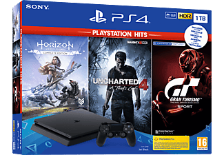 SONY PlayStation 4 Slim 1TB + Horizon: Zero Dawn - Complete Edition + Uncharted 4 + Gran Turismo Sport