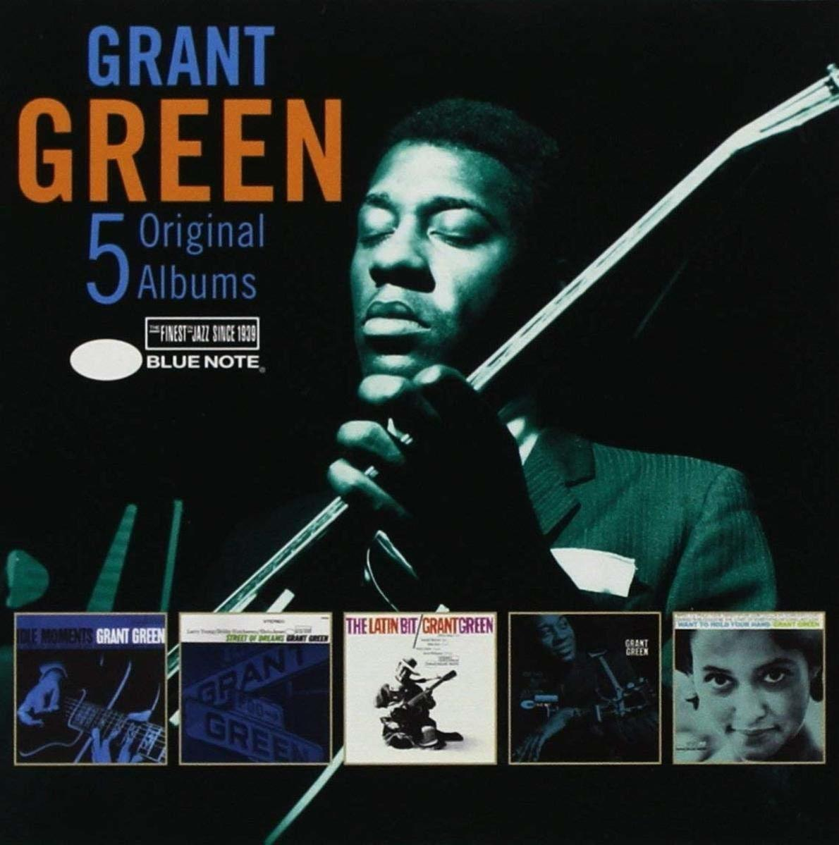 Albumcover mit einem Mann, der Gitarre spielt. Der Titel lautet Grant Green, 5 Original Alben.