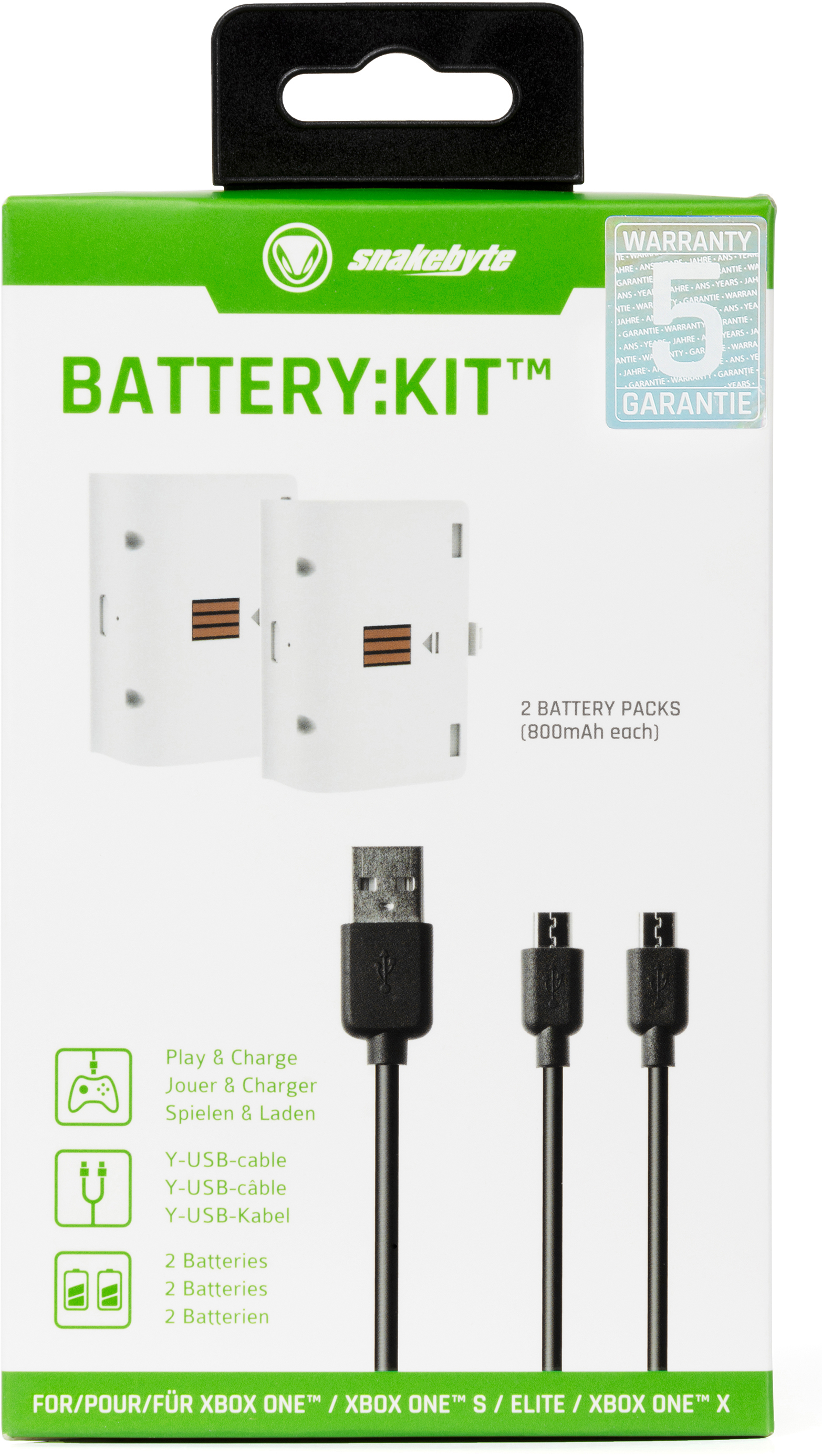 SNAKEBYTE XBOX ONE BATTERY:KIT WHITE, wiederaufladbare Batterie, Weiß