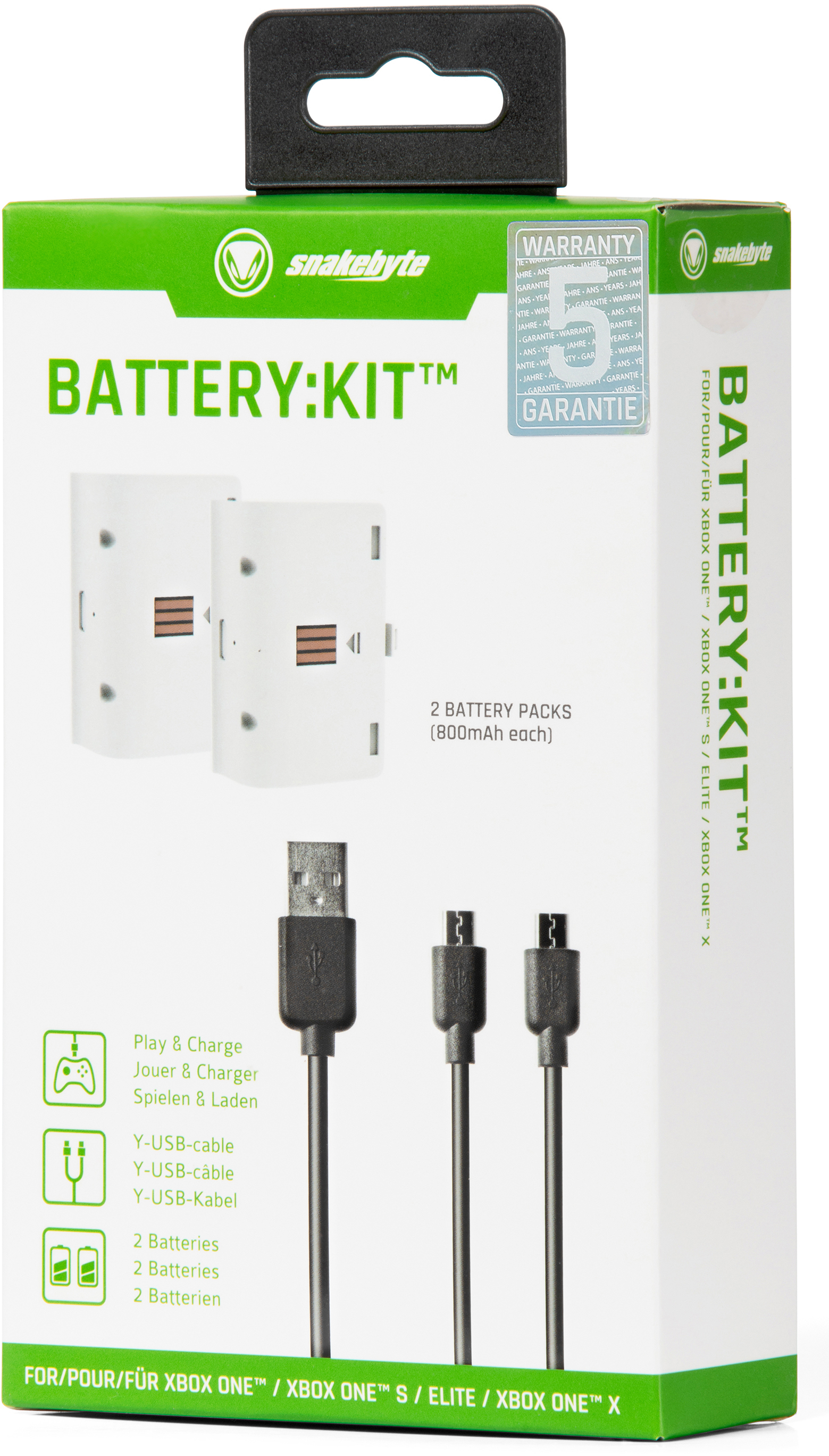 SNAKEBYTE XBOX ONE BATTERY:KIT WHITE, wiederaufladbare Batterie, Weiß