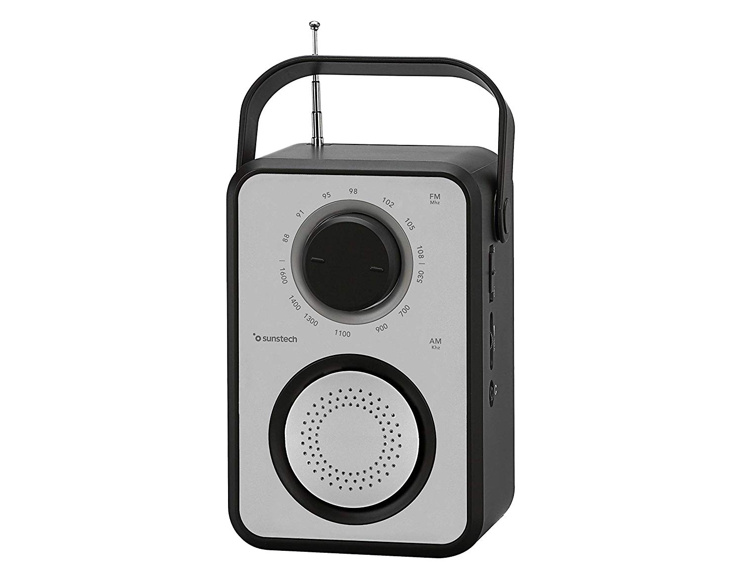 Radio portátil -  SUNSTECH RPR1170, AM/FM, Analógica, 3W, USB, Lector de tarjetas, Negro y Plata