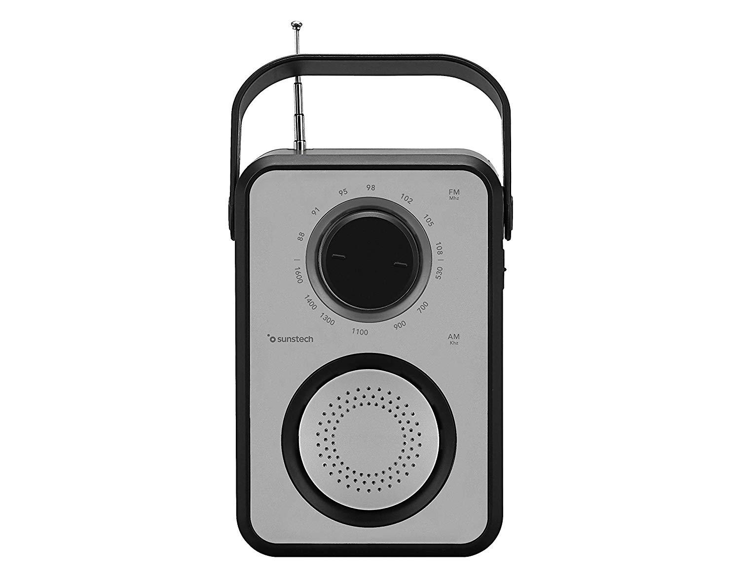 Radio portátil -  SUNSTECH RPR1170, AM/FM, Analógica, 3W, USB, Lector de tarjetas, Negro y Plata