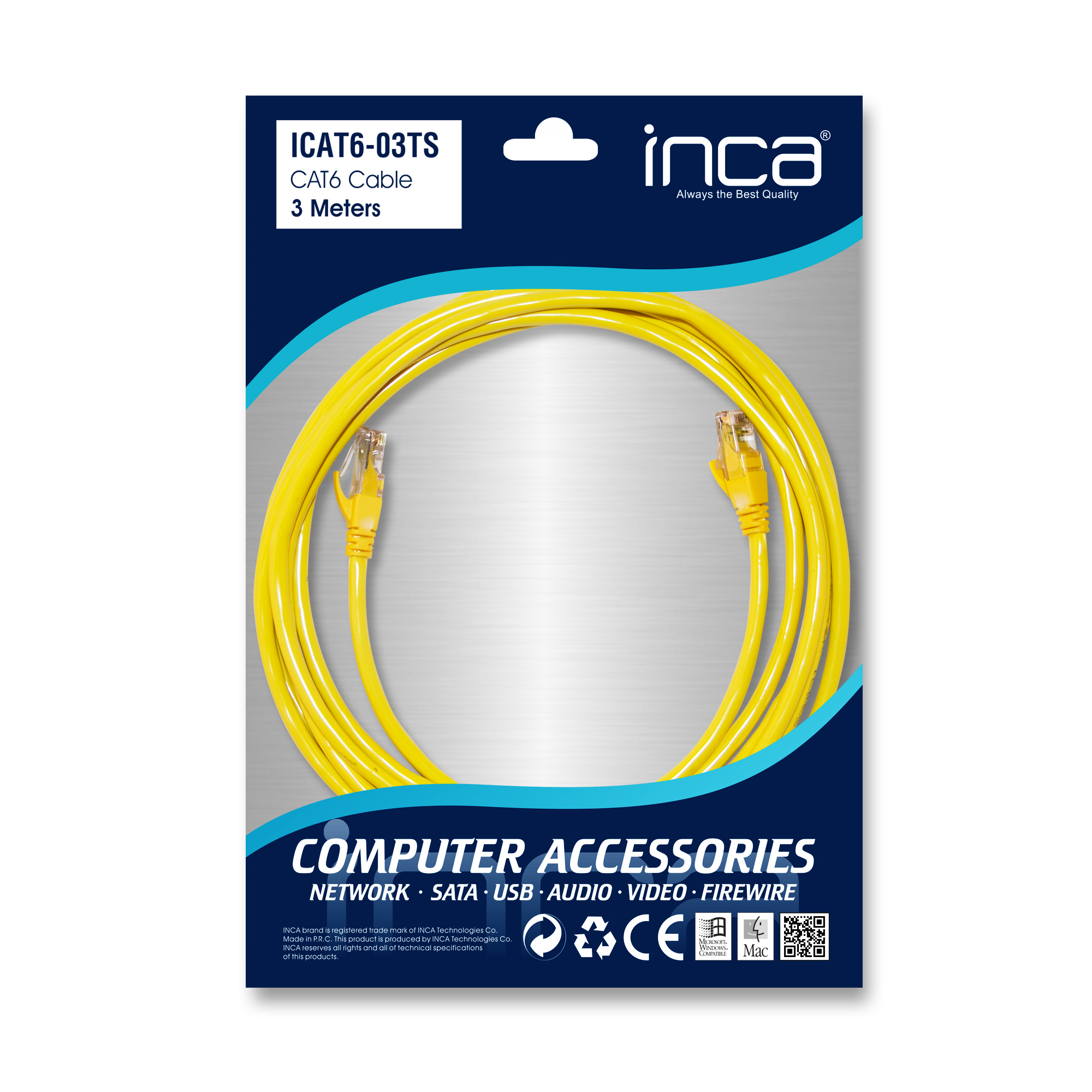 INCA CAT6 3m Ağ Kablosu Sarı