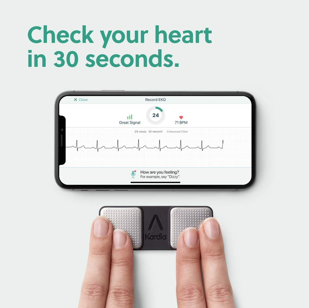 Electrocardiograma móvil  - AliveCor Kardia Mobile ECG, Para iOS y Android, Apto Google Fit y Apple Health
