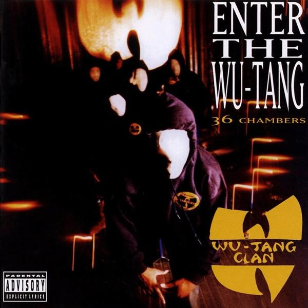 Album borító: Enter the Wu-Tang (36 Chambers). Kapucnis figura elöl.