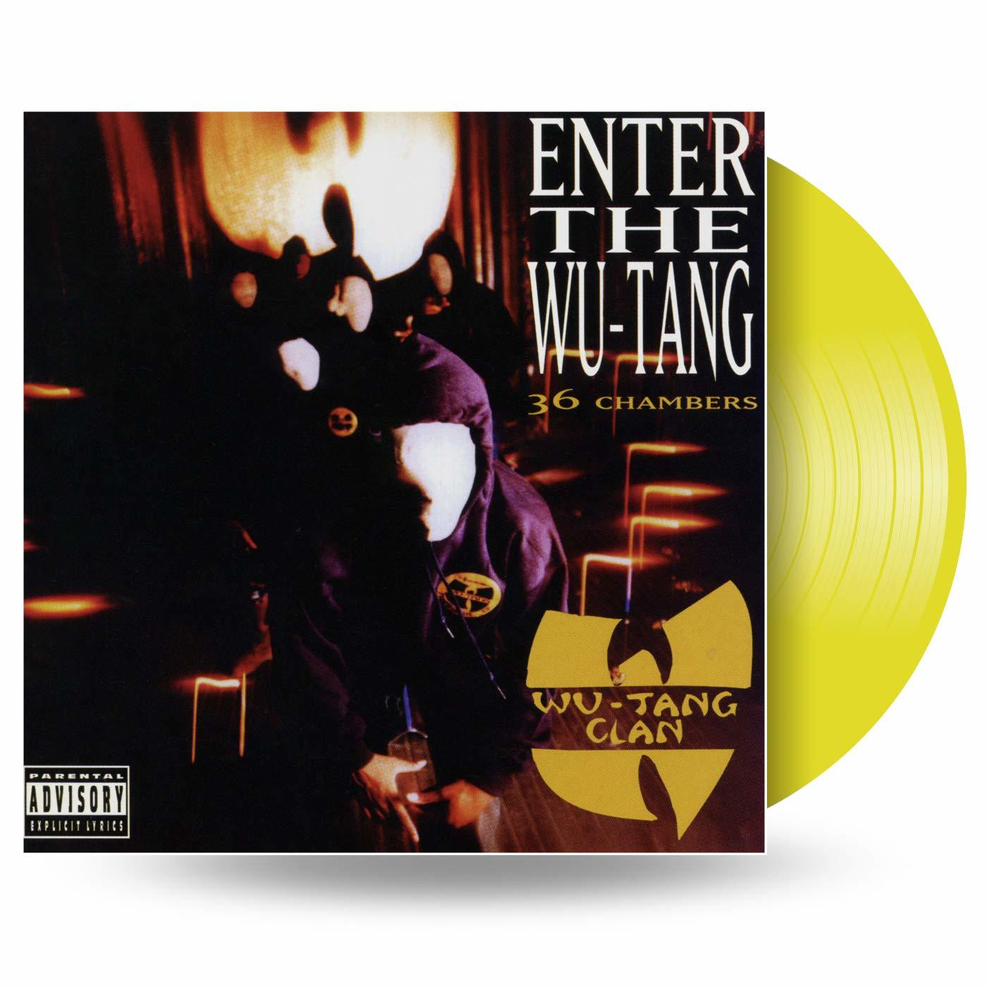 Sárga Wu-Tang Clan bakelit lemez, album borítóval, kapucnis figurával.