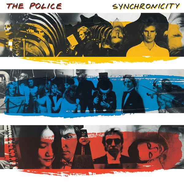Das Police-Albumcover, unterteilt in drei horizontale Abschnitte mit Bildern und Farben.