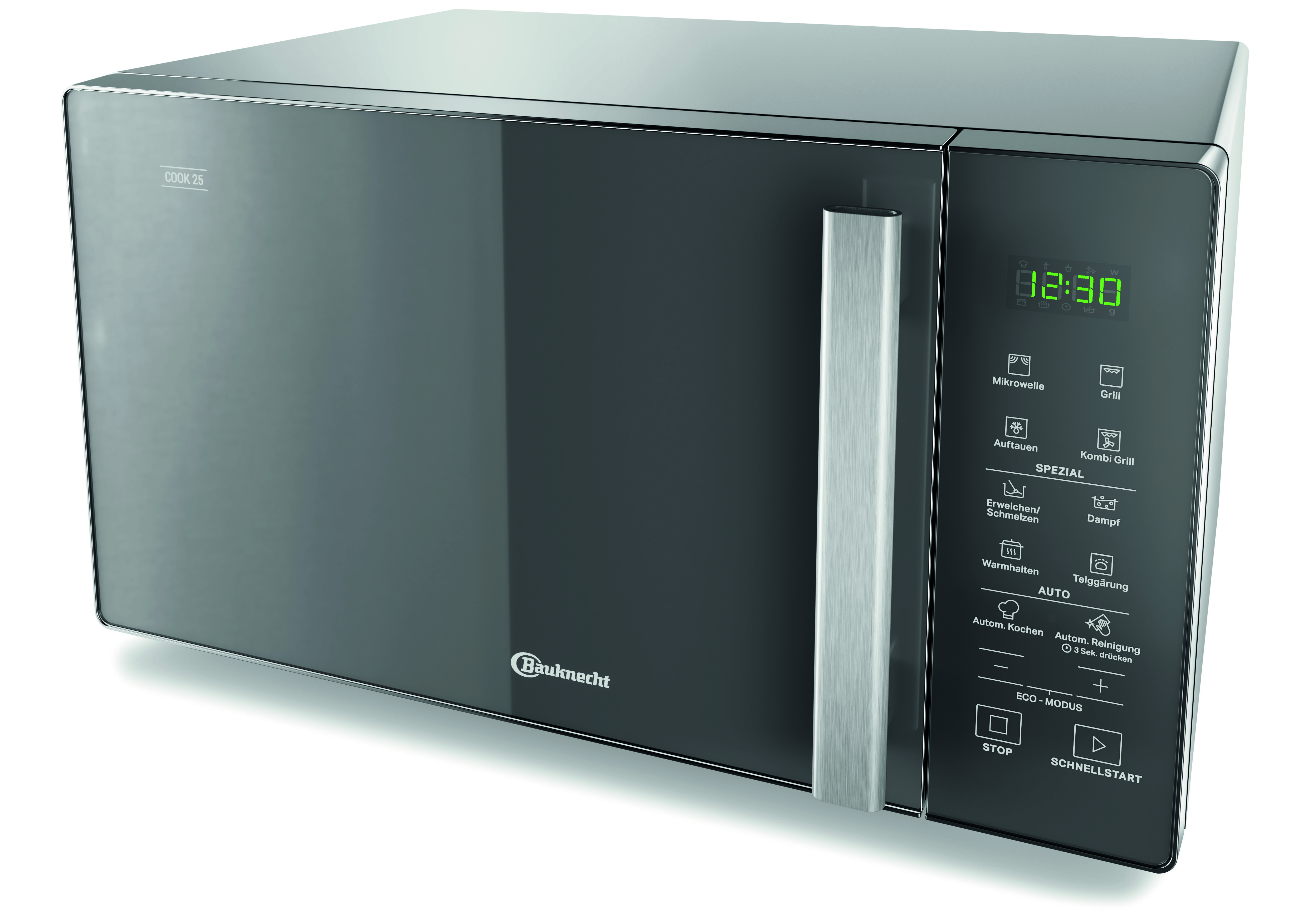 BAUKNECHT MW 254 SM, Mikrowelle (900 Watt, Grillfunktion & Dampffunktion)
