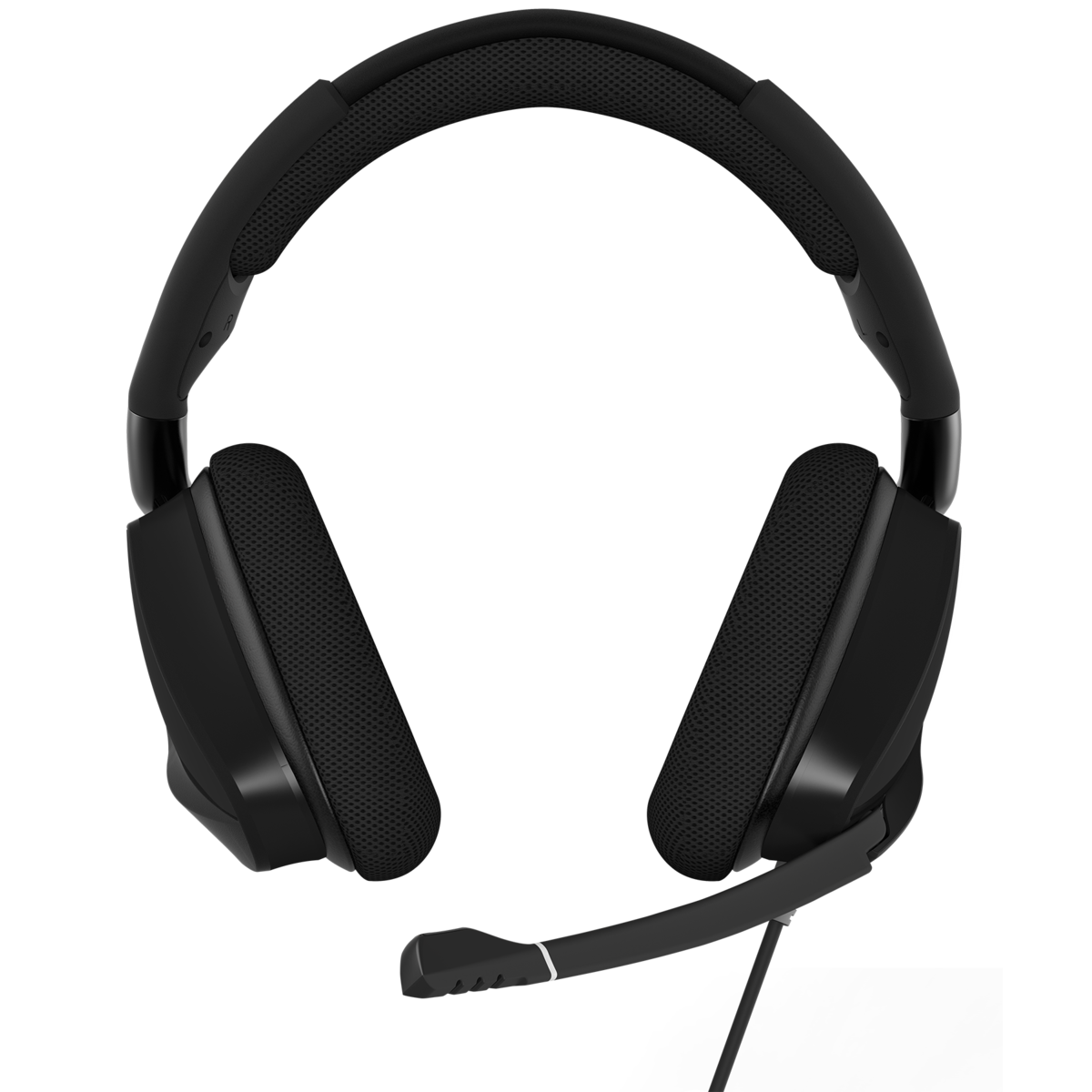 Zwarte gaming headset met een microfoon.