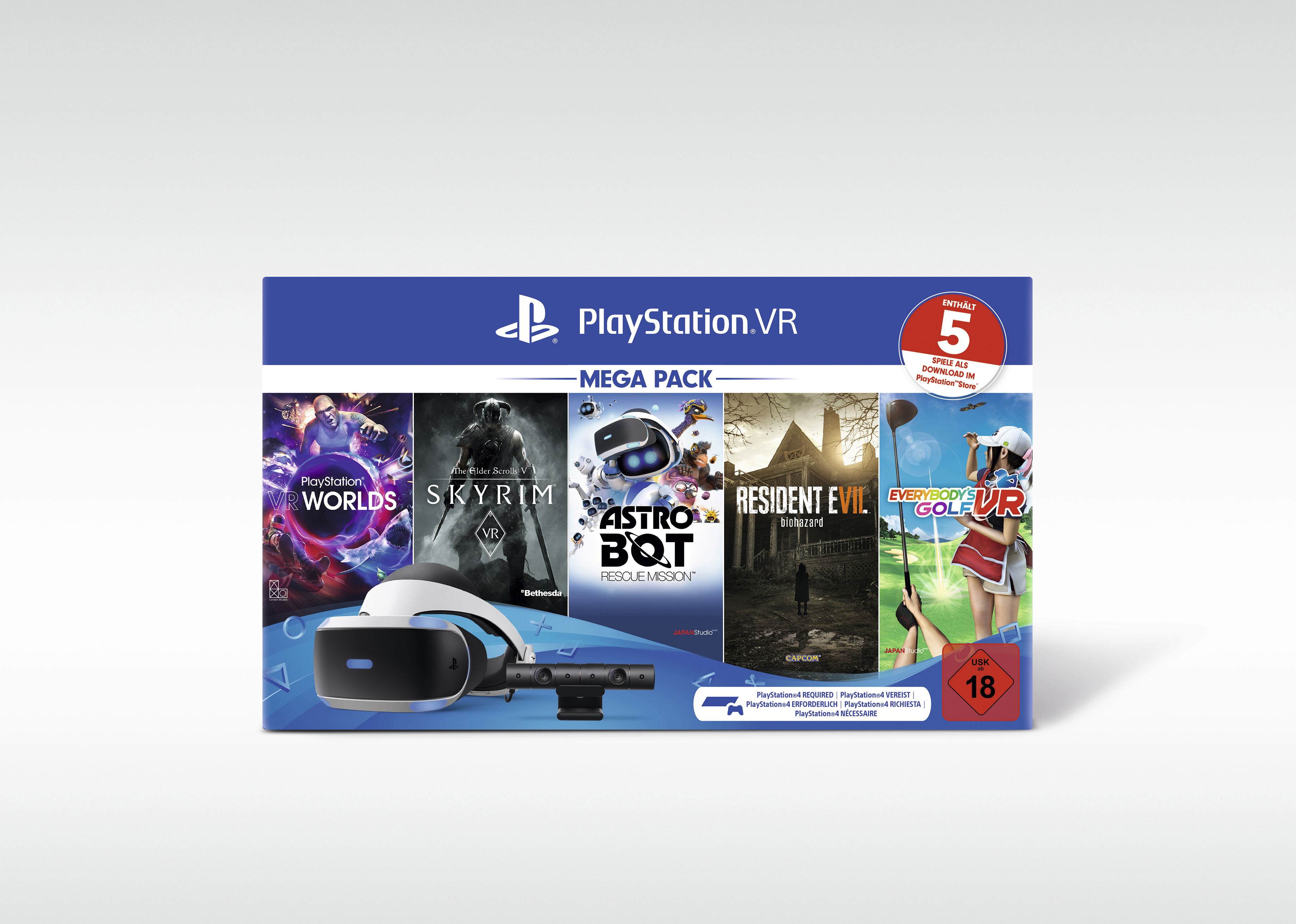 SONY PlayStation VR Mega Pack 2: PlayStation VR, PlayStation Camera, 5 Spiele (VOUCHER) Virtual Reality Set