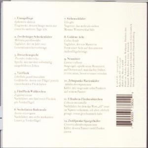 Rückseite der CD-Hülle mit 12 deutschen Gedichten.