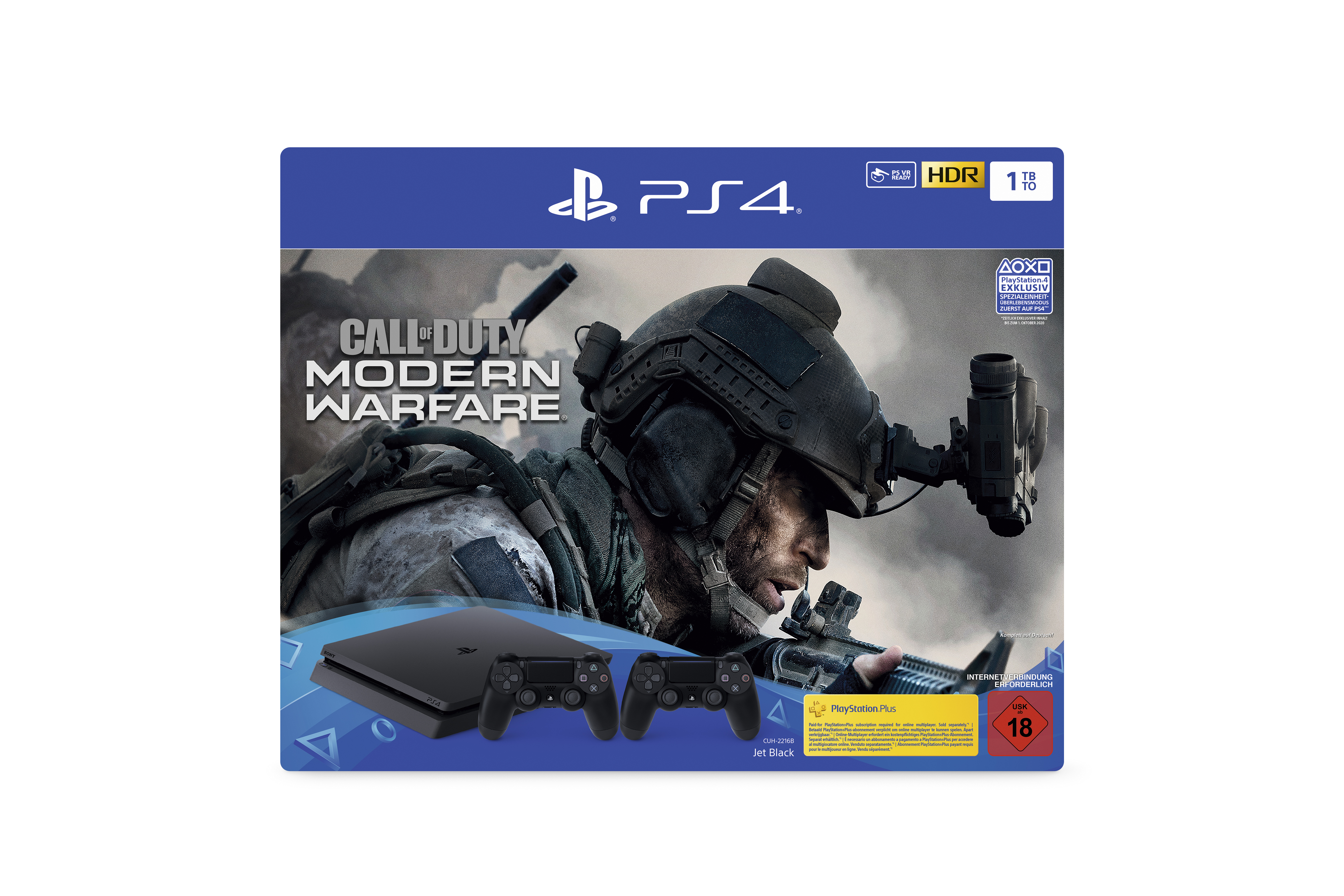 SONY PS4 1TB Jet Black + 2 Controller - Call of Duty: Modern Warfare Bundle 