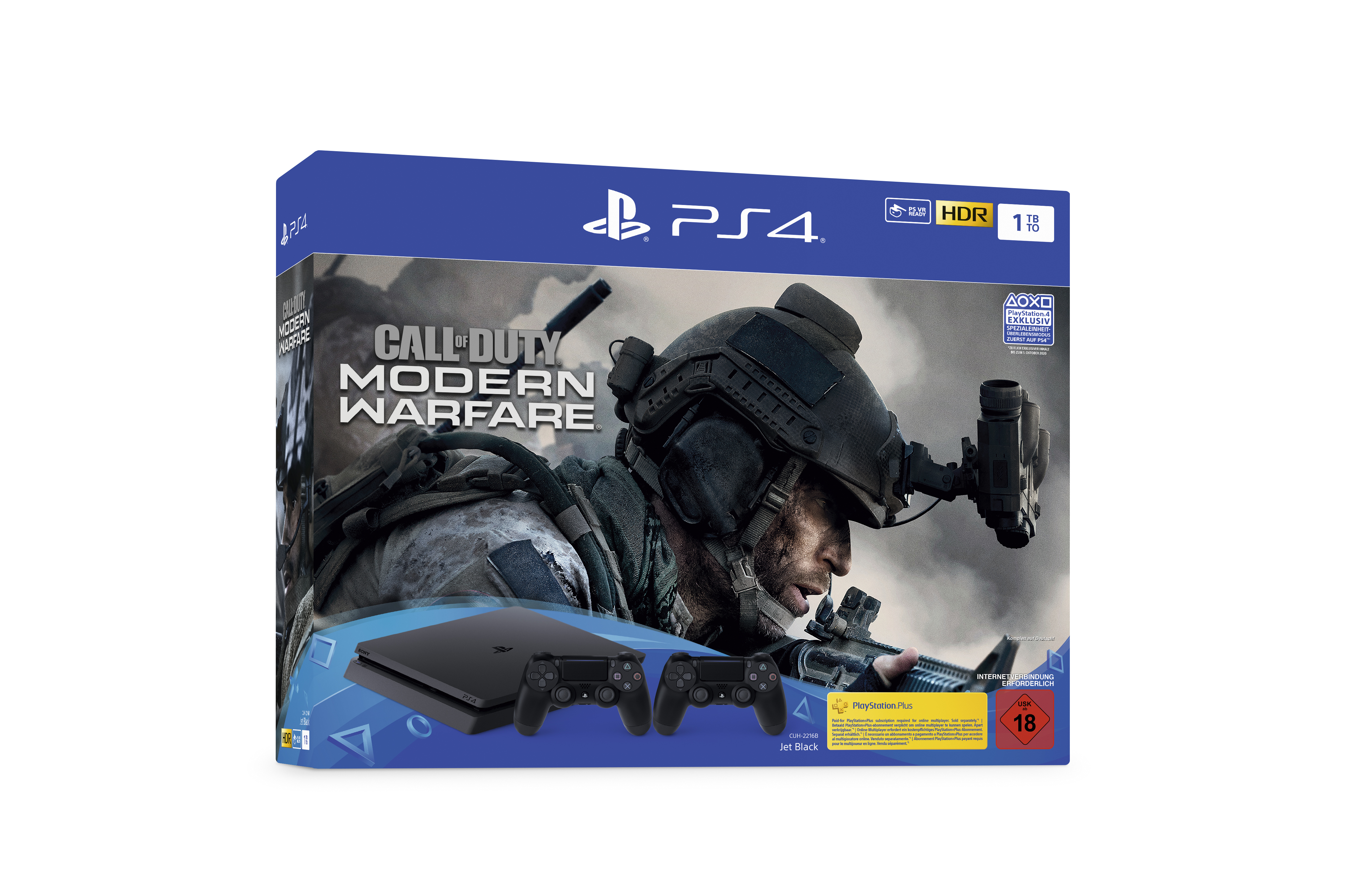 SONY PS4 1TB Jet Black + 2 Controller - Call of Duty: Modern Warfare Bundle 