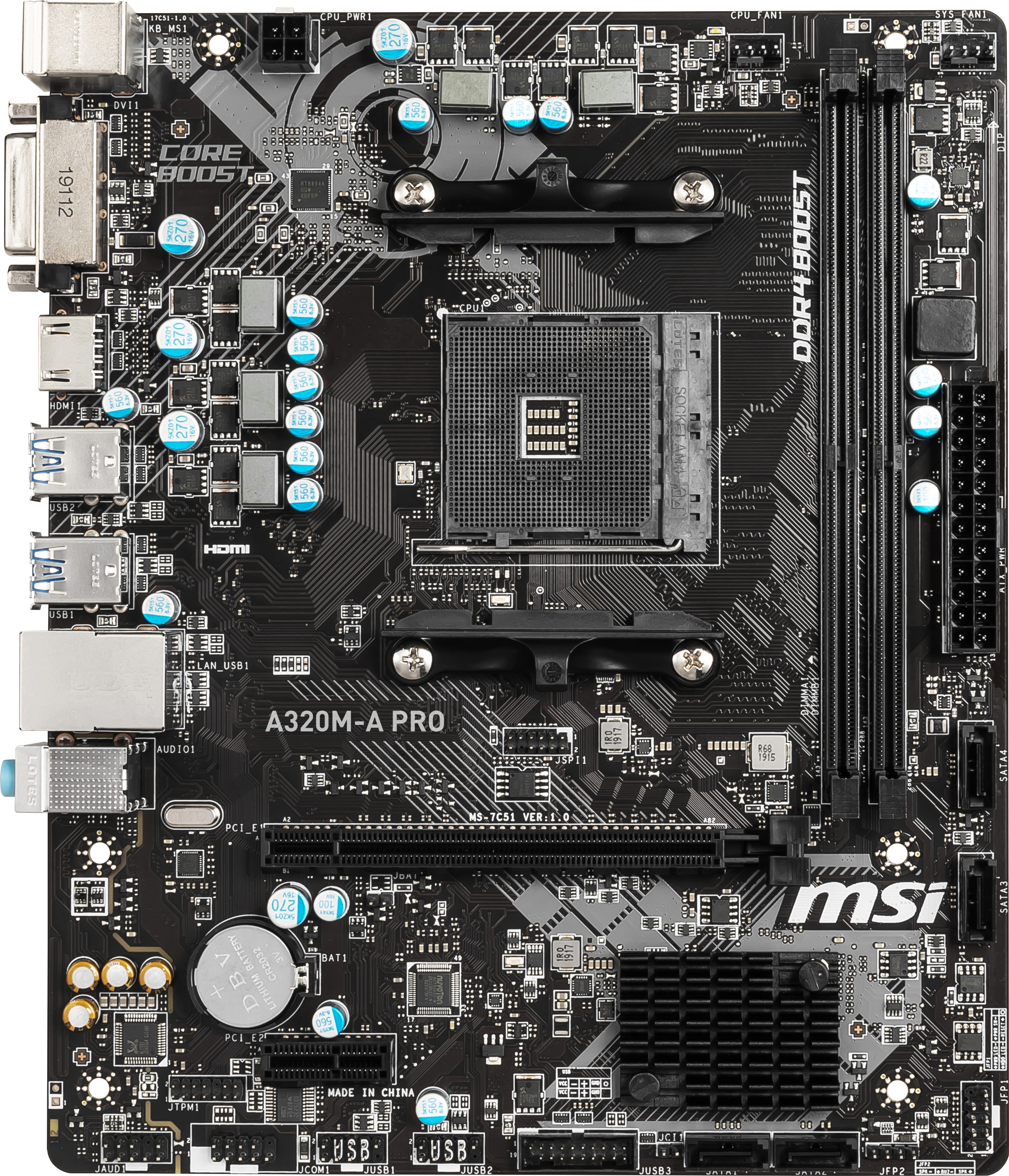 MSI A320M-A Pro Mainboard Schwarz