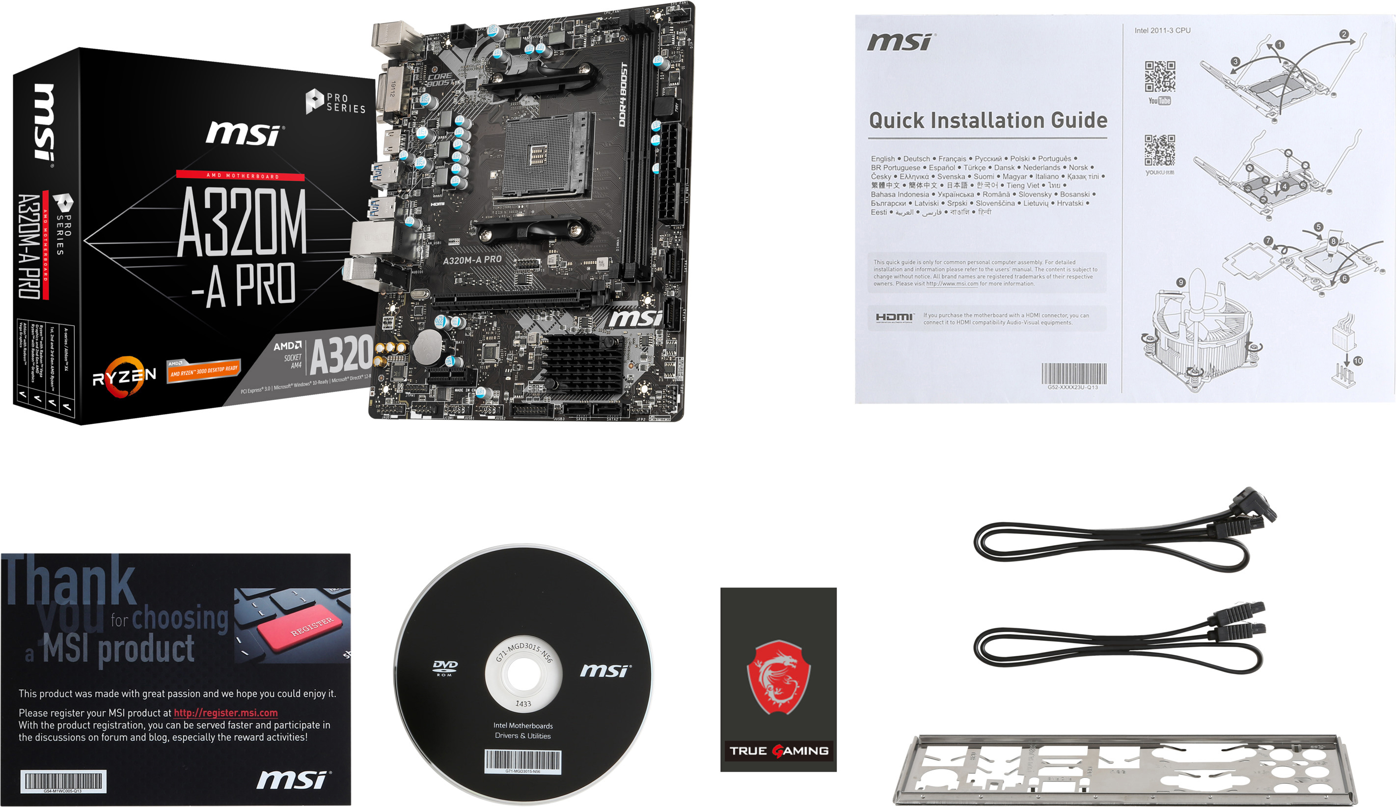 MSI A320M-A Pro Mainboard Schwarz