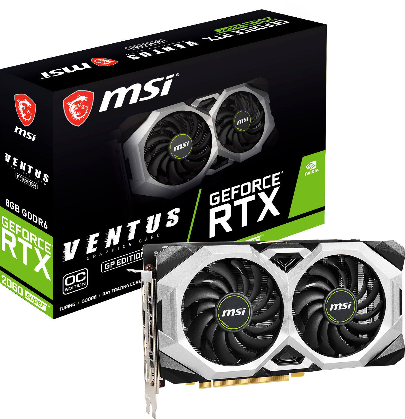MSI GeForce® RTX 2060 SUPER™ VENTUS GP OC 8GB (V375-253R) (NVIDIA, Grafikkarte)