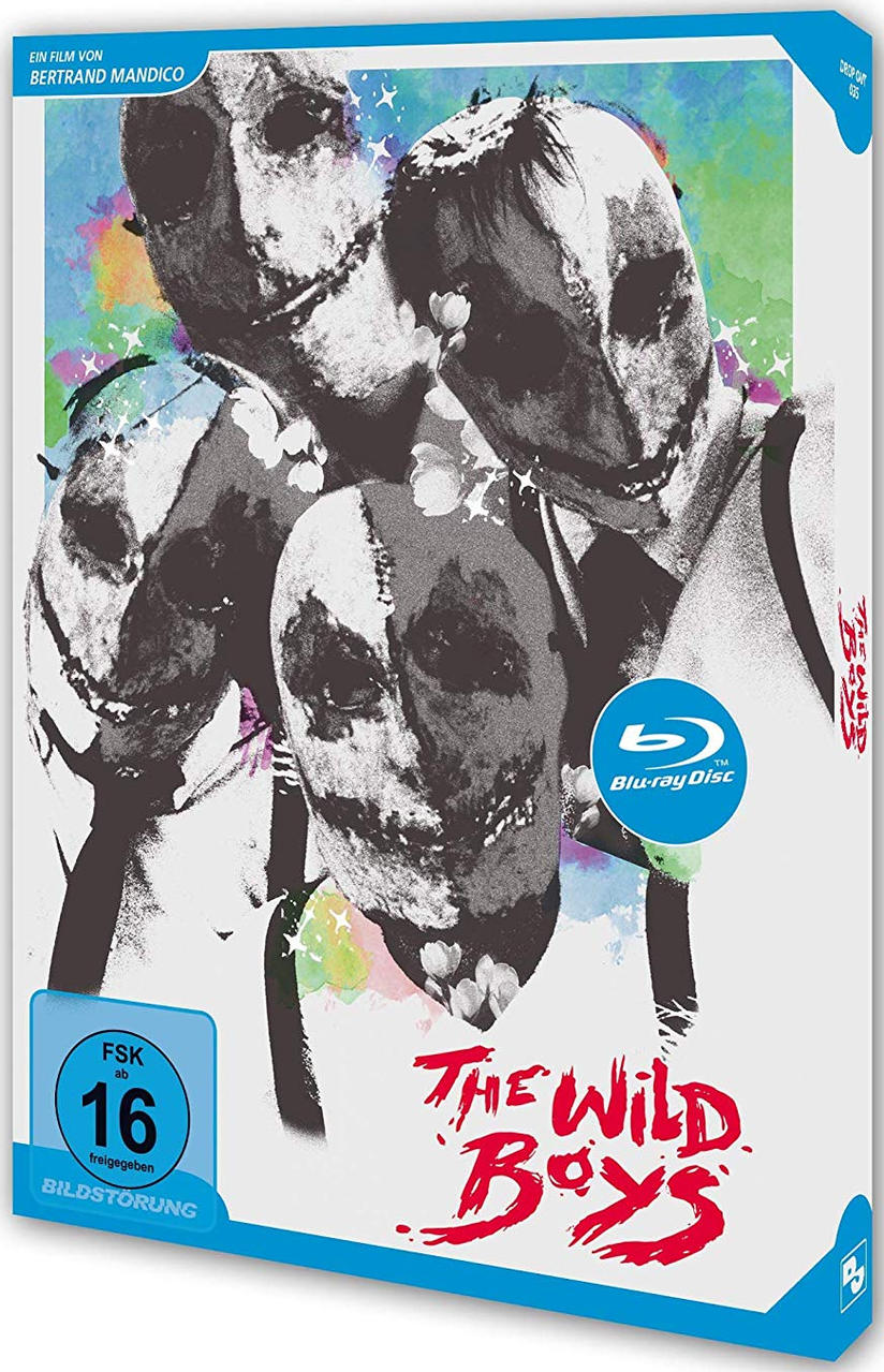 Blu-ray-Box für den Film 'The Wild Boys' mit maskierten Gesichtern und Filmtitel.